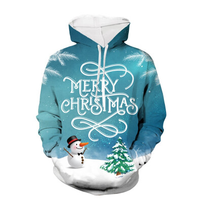 

Toponeto Christmas Women Men Couples Print Long Sleeve Hoodie Sweatshirt Pullover Tops