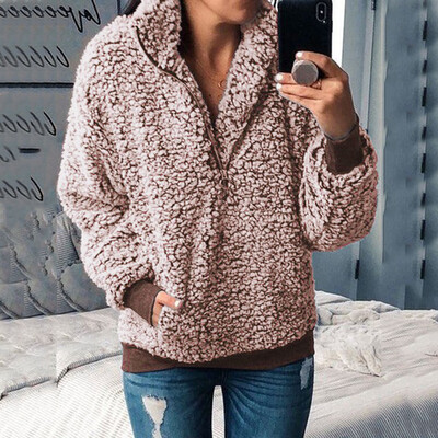 

Tailored Women Fashion Autumn Winter Warm Plush Long-sleeved Jacket Coat