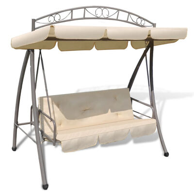 

Outdoor Swing Chair with Canopy Sand White