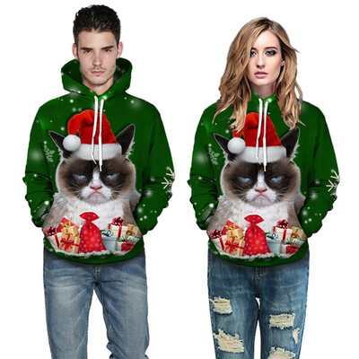 

Tailored Christmas Women Men Couples 3D Print Long Sleeve Hoodie Sweatshirt Pullover Tops