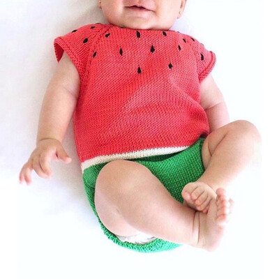 

Infant Baby Sleeveless Watermelon Knitting Shirt Romper Jumpsuit Clothes