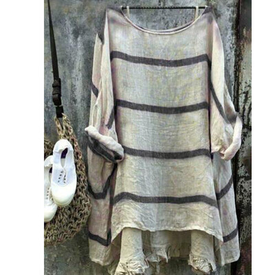 

Womens Plus Size Summer Blouse Tunic Holiday Ladies Cotton Linen T-shirt Tops