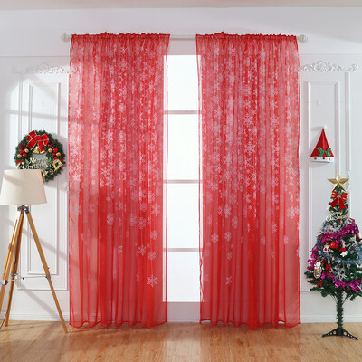 

〖Follure〗1PCS Christmas Snowflake Curtain Tulle Window Treatment Voile Drape Valance