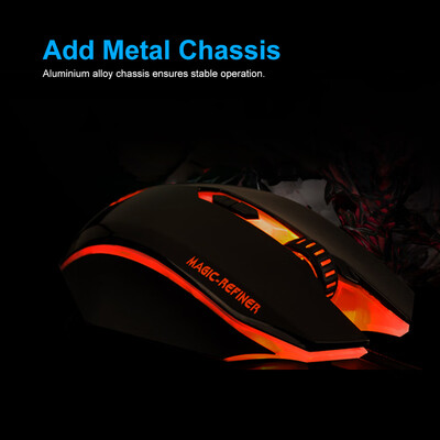 

MAGIC-REFINER MG5 USB Wired Gaming Mouse Game Mice LED Breathing Light 2000DPI Adjustable for PC LaptopGolden