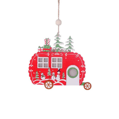 

Portable Delicate Christmas Decoration Wooden Hollowed-Out Figure Creative Christmas Tree Pendant With Light