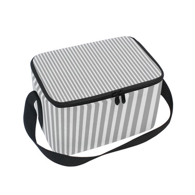 

ALAZA Lunch Box Insulated Lunch Bag Large Cooler Tote Bag Gray Stripes for Men Women Girls Boys