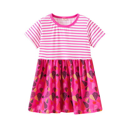 

Toddler Kids Baby Girl Cartoon Print Princess Striped Dress Sundress Summer