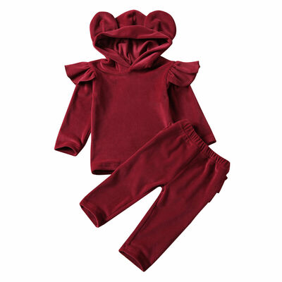 

2PCS Baby Girls Boys Kids Hooded Tops Pants Clothes Outfits Sets Tracksuit