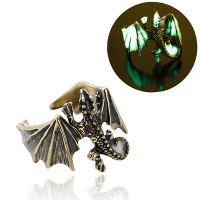 

4 Styles Dragon Luminous Rings Glow In Dark Pterosaur Rings Finger Ringe Gold Silver Adjustable Man Hand Jewelry