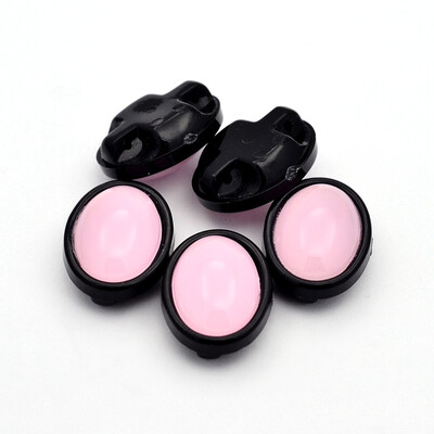 

Sew on Taiwan Acrylic Garment Accessories Oval Pink 11x9x6mm Hole 1mm