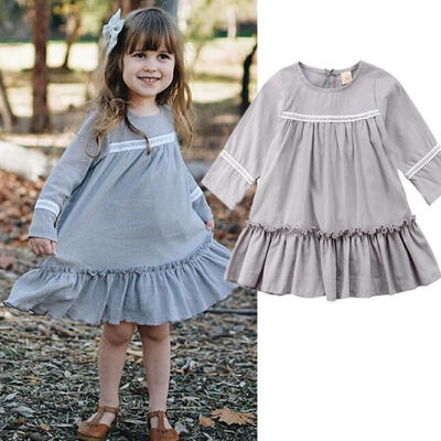 

Ruffel Girl Autumn Princess Dress Kid Baby Party Cotton Tutu Long Sleeve Dresses