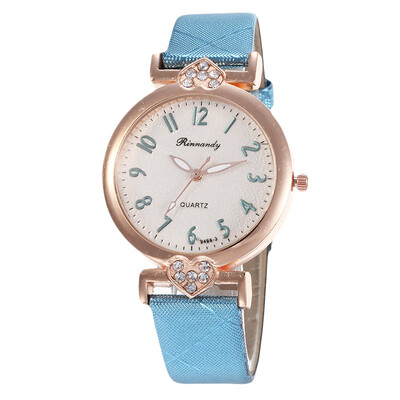 

Heart-shaped diamond fashion ladies leather digital watch student simple watch