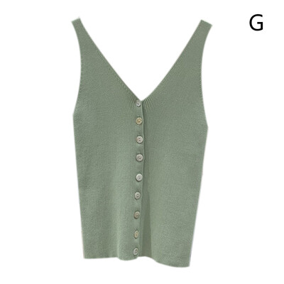 

Women Fashion Concise Slim Fit All-match Solid Color Sleeveless V-neck Comisole