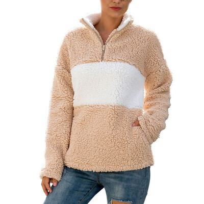

Womens Sherpa Loose Hoodies Zip Winter Slouchy Warm Fleece Sweatshirts Outwears