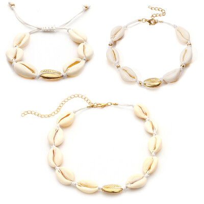 

2018 Hawaiian Sea Shell Choker Necklace Bracelet Anklet Jewelry Bohemian Turkish Gold Foot Chain For Women Collar Chocker