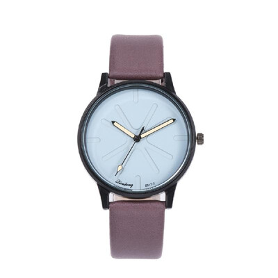 

Fashion Casual Leather Band Quartz Watch Student Simple Alloy Case Wrist Watch
