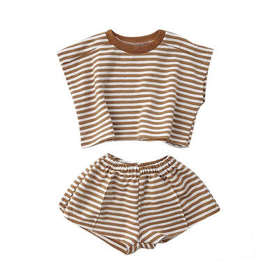 

Baby Girl Clothes Summer Children Baby Girls Casual Stripe Pattern Short Sleeve Tops T-shirtShorts Suits Costume Set