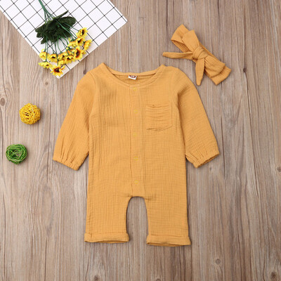 

Newborn Infant Baby Girl Romper Bodysuit Jumpsuit Headband Clothes Outfit Set