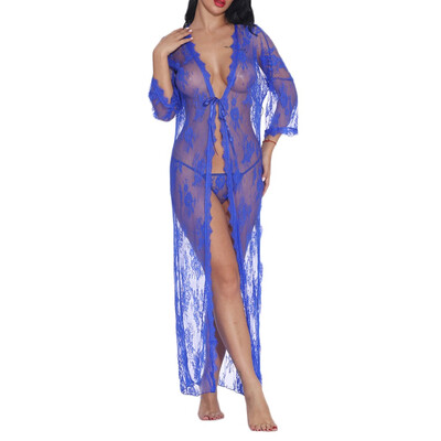 

Toponeto New Lingerie for Women Sexy Long Lace Dress Sheer Gown See Through Kimono Robe