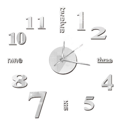 

DIY Wall Clock Frameless Mirror Wall Clock Large Mute Wall Stickers for Living Room Home Decorations
