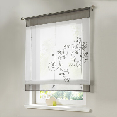 

Toponeto Newest Roman Blinds Embroidery Tulle Short Shade Pastoral Room Window Curtain
