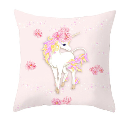 

Cartoon Unicorn Pillowcase Peach Skin Cashmere Print Sofa Cushion Cover Throw Pillow Case Home Decoration Fashion