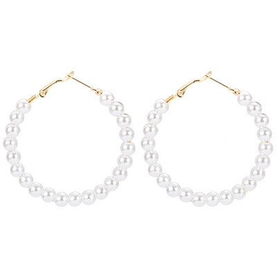 

South Korea Ins Cold Wind Fairy Temperament Personality Hundred Pearl Exaggeration Big Circle Earring Earrings Ear Rings