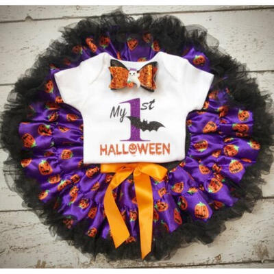 

USA Newborn Baby Girls Halloween Romper Tutu Dress Headband Clothes Outfits Set