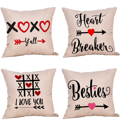 

Siaonvr 4PC Happy Valentines Day Throw Pillow Case Sweet Love Square Cushion Cover