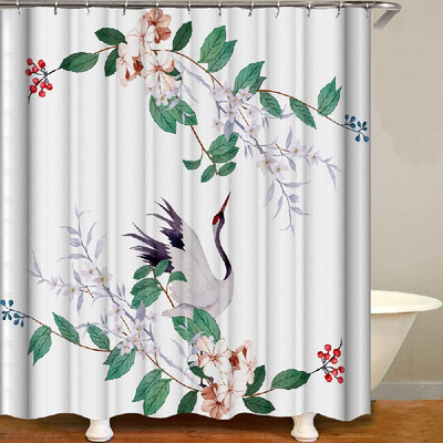 

Shower Curtain Flowers Trees Print Blackout Curtains Waterproof Mildew-proof Bathroom Curtain 71"x71