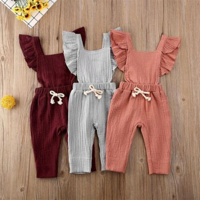 

US Newborn Kid Baby Girl Ruffle Bib Pants Romper Overalls Cotton Outfits Clothes