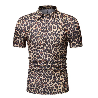 

Toponeto Men Casual Vintage Print Short Sleeve Turn-down Collar T-Shirt Top Blouses
