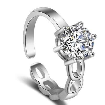 

925 Silver Cubic Zirconia Wedding Engagement Rings For Women Resizable Cocktail Finger Ring Fashion Party Jewelry K72