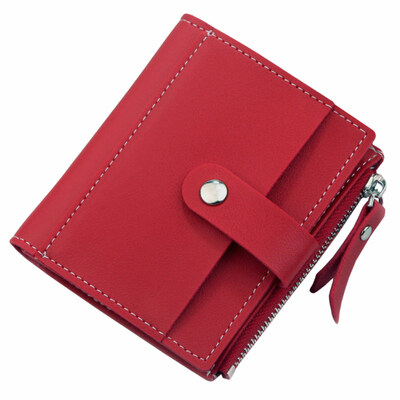 

Solid Color Womens Faux Leather Short Wallet Card Holder Bifold Coin Purse