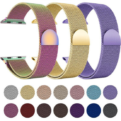 

Applicable apple watch Apple Milanese watch with magnetic wristband integrated semi-circular tail steel strip 38