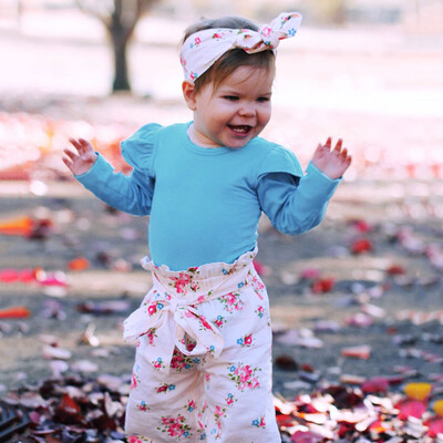 

Newborn Infant Baby Girls Romper TopsFloral Pants Headband Outfits Clothes Set