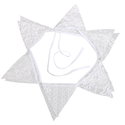 

12 Flags Lace Vintage Party Wedding Pennant Bunting Banner Decor