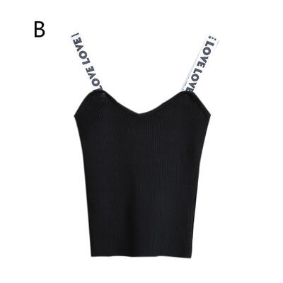

Popular Fashion One Size Knit Letter Shoulder Strap Camisole V-neck Womens Camisole