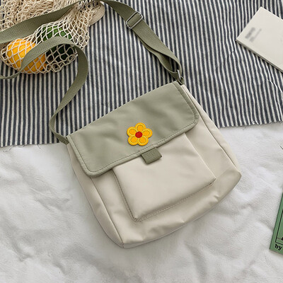 

Tailored Fashion Lady Wild Canvas Cute Flower Contrast Color Shoulder Bag Messenger Bag