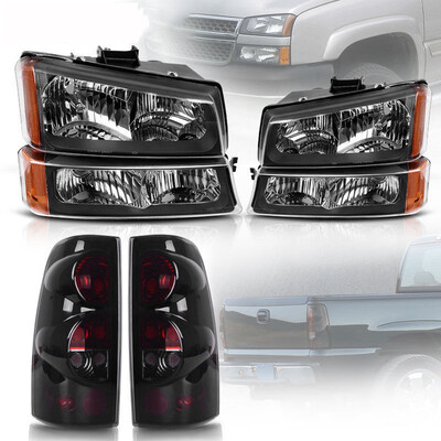 

For 2003-2006 Chevy Silverado 1500 2500 Black Headlights SMOKE Tail Lights Set