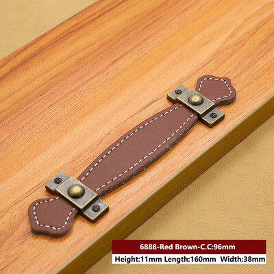 

JD Leather Handle Bag Handle Drawer Door Knob Brown Black Furniture Handle Hardware Decoration Zinc Alloy