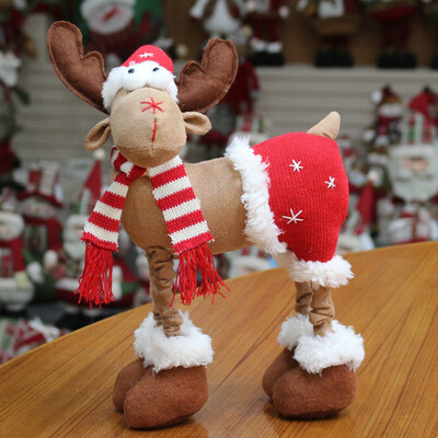 

〖Follure〗Handmade Christmas Plush Rustic Plaid Moose Stuffed Animal Gift Home Ornaments