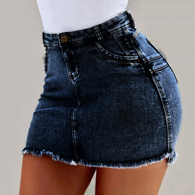 

Roseonmyhand New Women Summer Short Jeans Denim Female Pockets Wash Denim Mini Skirts
