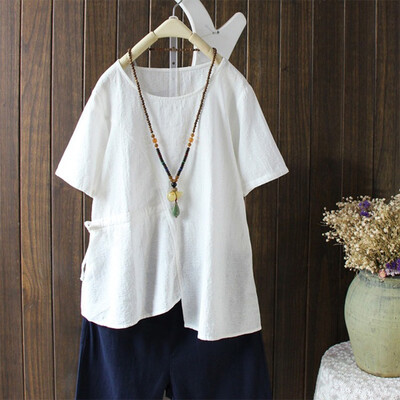 

Nomeni Women Crew Neck Short Sleeve Casual Loose Tops Blouse T-shirt