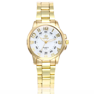 

New alloy steel belt ladies watch digital double scale