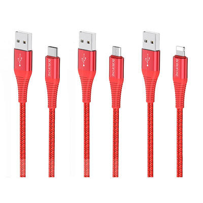 

Borofone BX29 Nylon-Braided Charge Cable Durable 24A Type-C Micro USB 8 Pin Charging And Syncing Cord