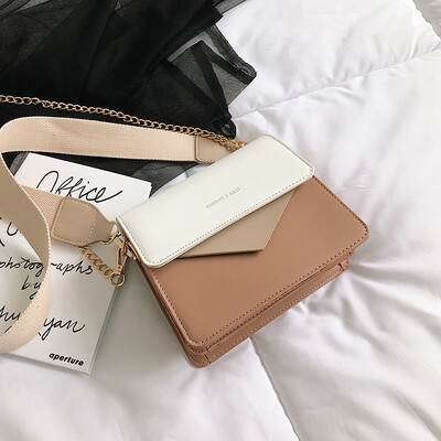 

Summer texture bag handbags new wave 2019 Korean version of the wild shoulder slung fashion contrast color broadband small square bag