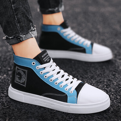 

Summer mens high canvas shoes mens Korean version of the trend of the network red with the wild shoes breathable shoes
