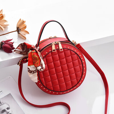 

Korean version of the small round bag Lingge interwoven handbags simple wind single shoulder diagonal package ladies cute small bag