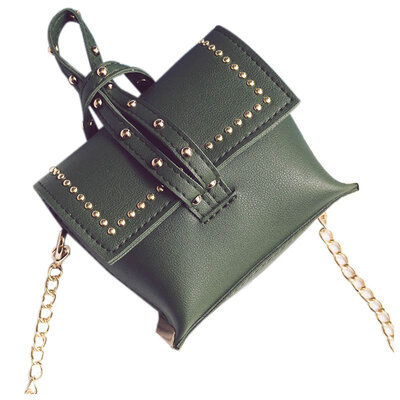 

PU leather female models simple rivet small square bag handbag shoulder diagonalBag 125 115 65cm